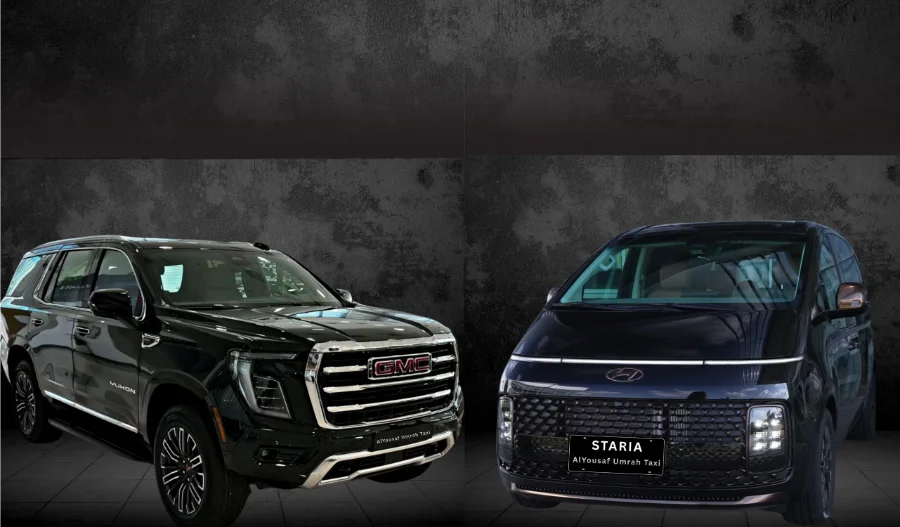Hourly and full-day private driver hire, Umrah taxi service, Saudi Arabia